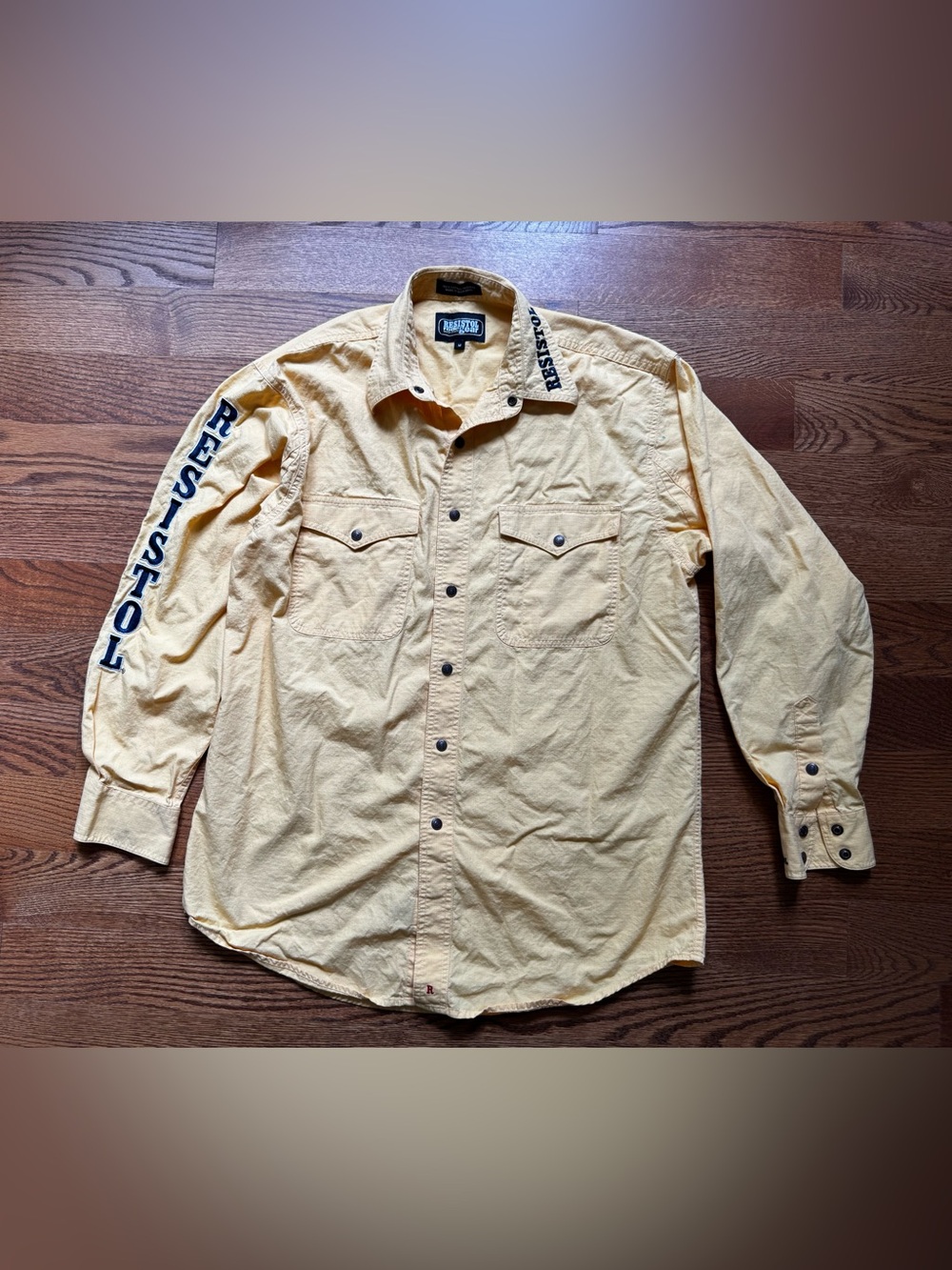Resistol Rodeo Gear Western Snap Shirt M Yellow Embroidered Cowboy shirt